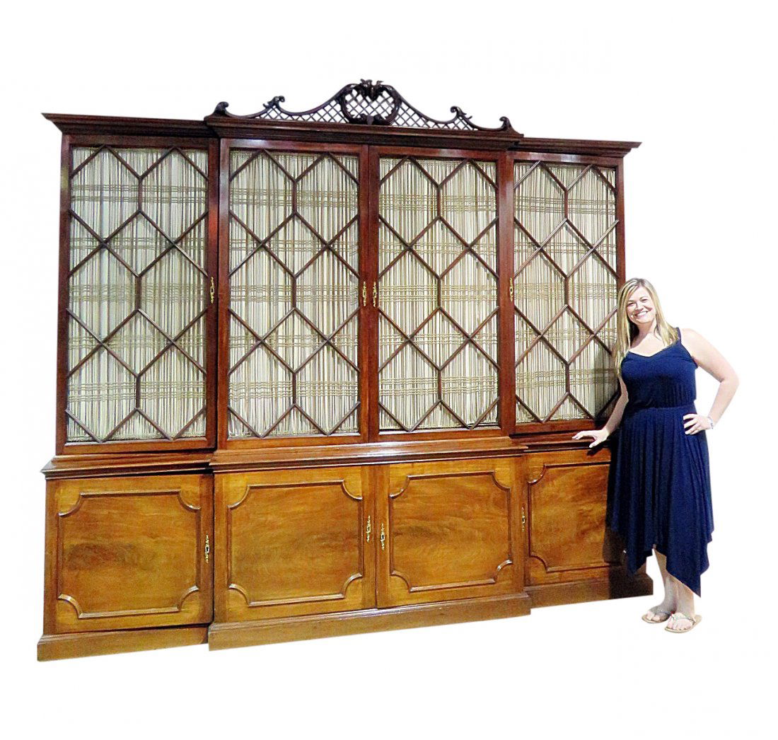 MONUMENTAL 9 1/2 ft. 18th C. GEORGIAN BREAKFRONT (1 of 9)