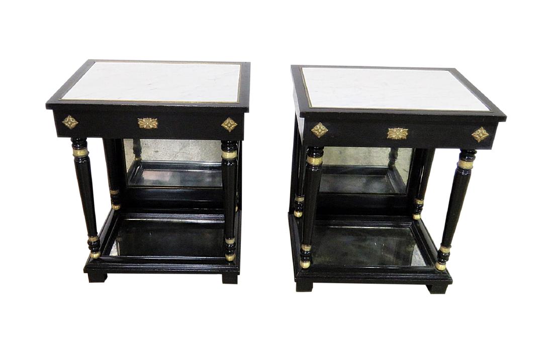 Pair JANSEN STYLE MARBLE TOP END TABLES (1 of 11)