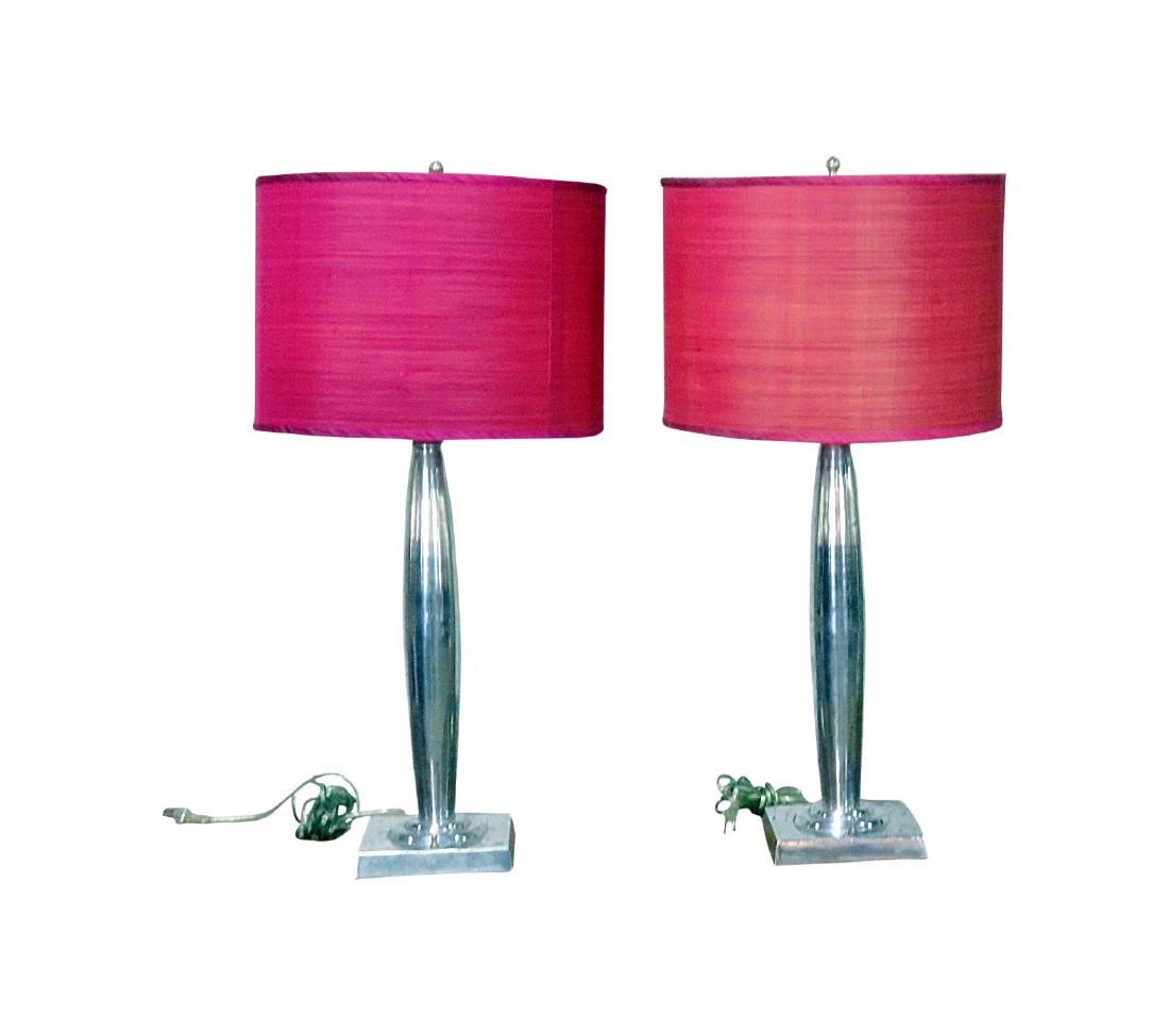PAIR MID CENTURY MODERN DESIGN LAMPS with SHADES (1 of 9)