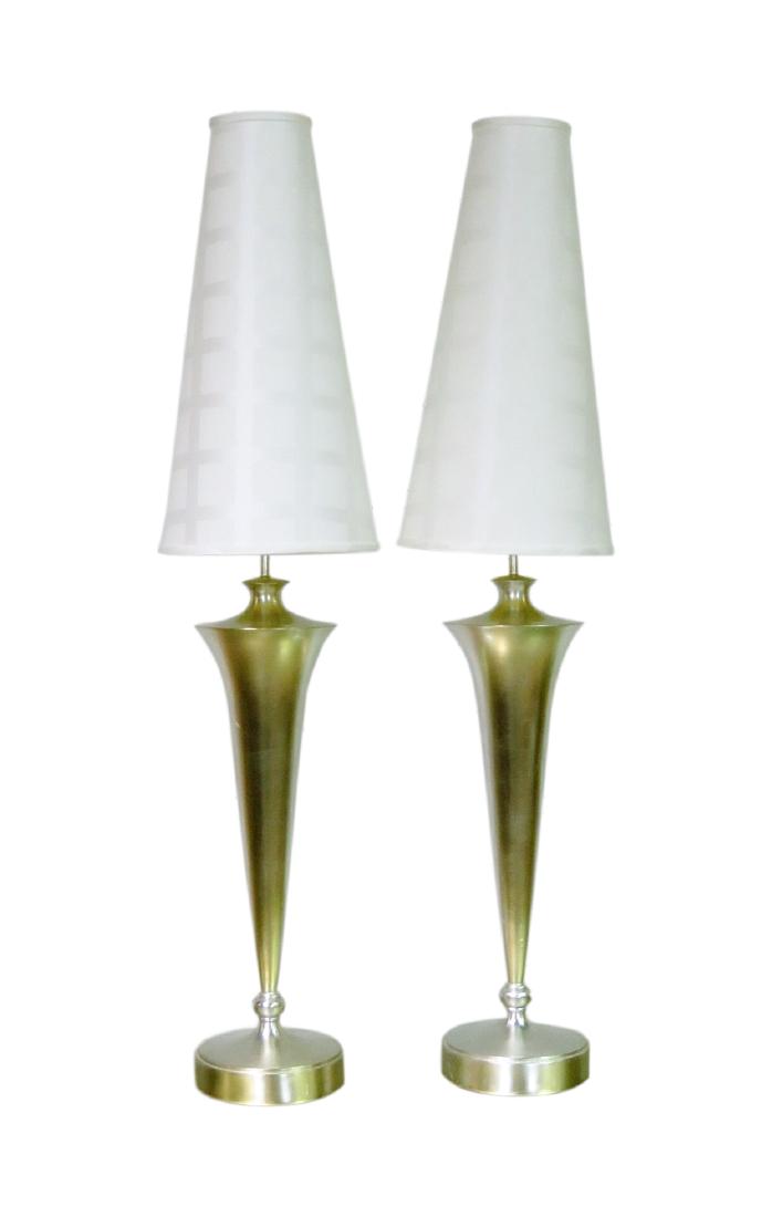 Pair MODERNIST SILVER GILT TABLE LAMPS (1 of 9)