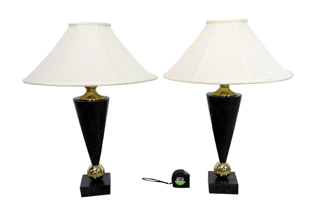 Pair DECO STYLE FAUX MARBLE TABLE LAMPS (1 of 7)