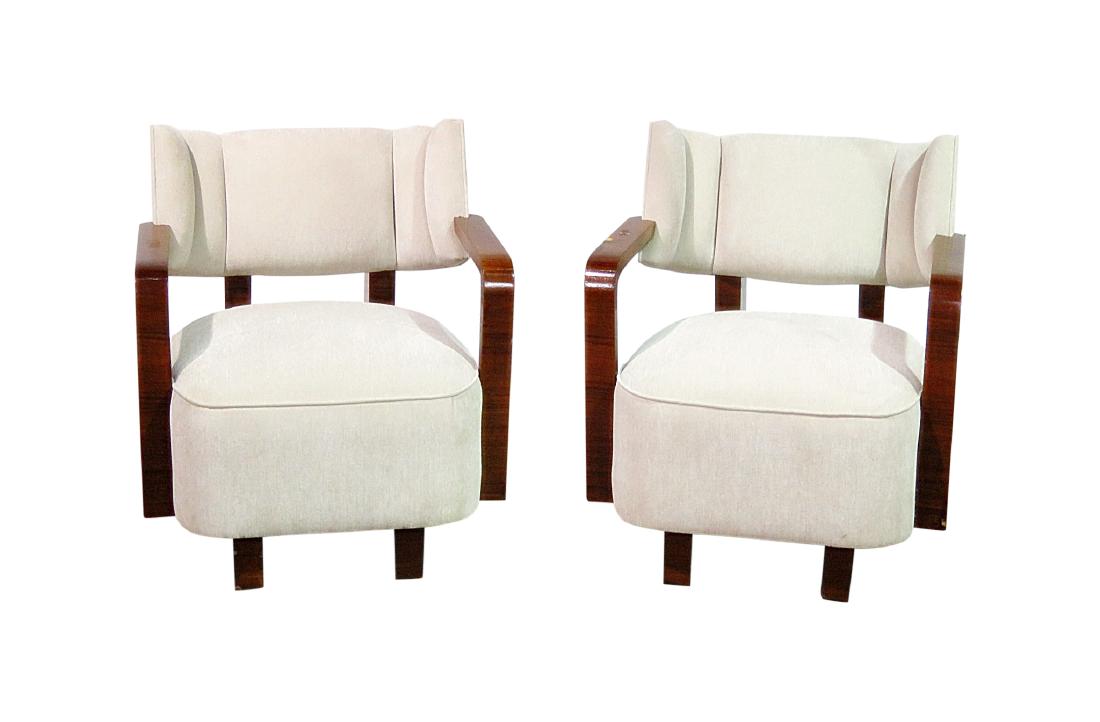 Pair MODERN DECO INSPIRED ROSEWOOD CLUB CHAIRS (1 of 8)