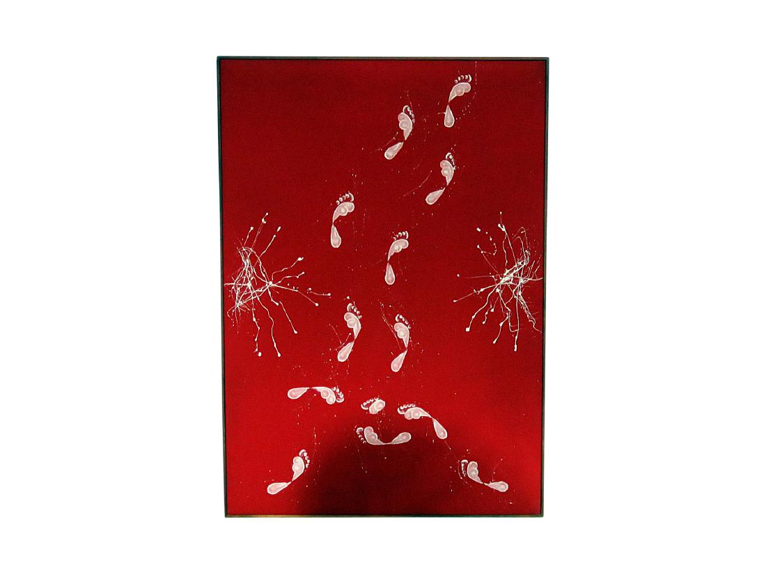 ABSTRACT ART attributed ADRIAN PEARSALL: Paint on fabric. 61 1/8" h x 43" w x 1 3/4" d.