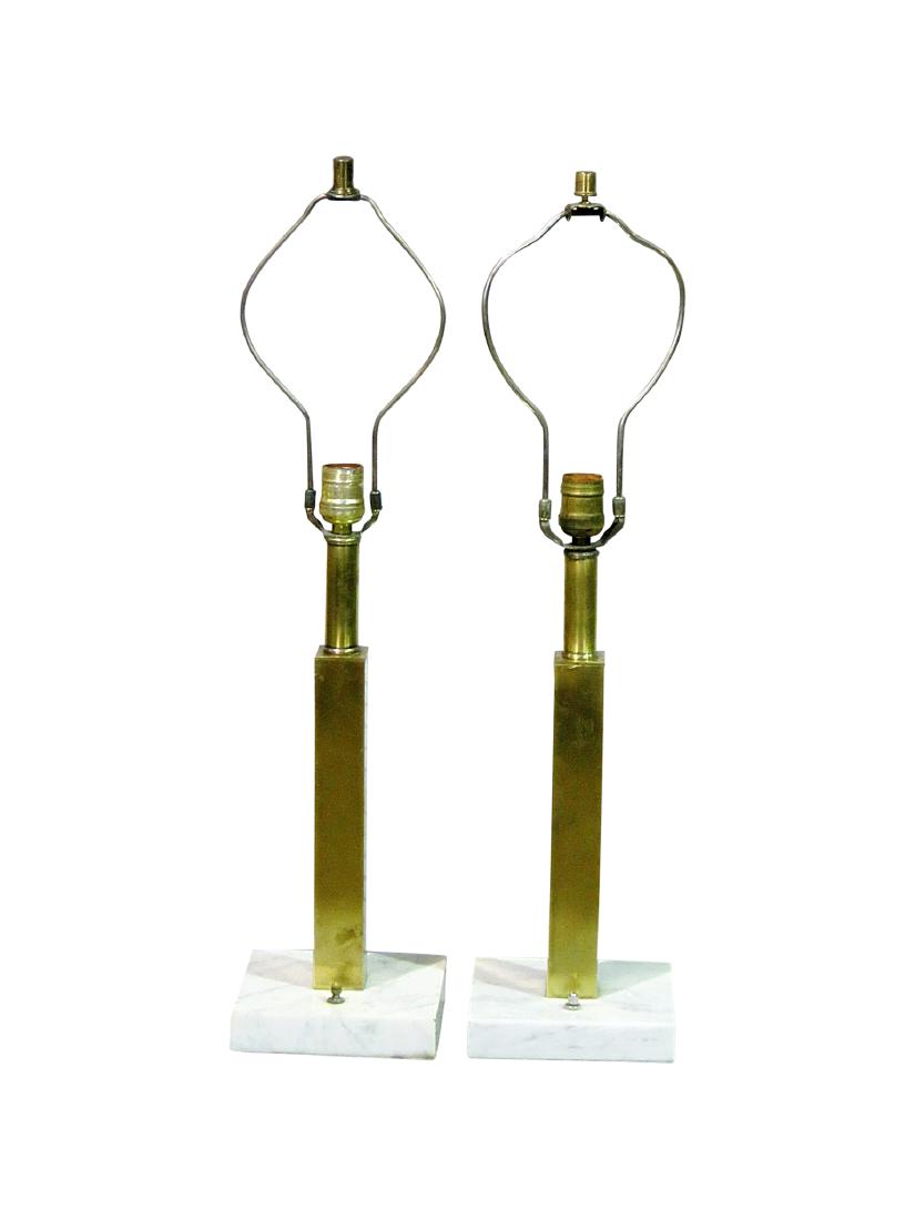 Pair JANSEN STYLE BRASS TABLE LAMPS (1 of 6)