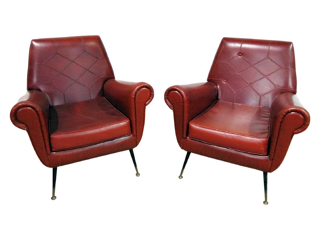 Pair VINTAGE ITALIAN CLUB CHAIRS (1 of 10)