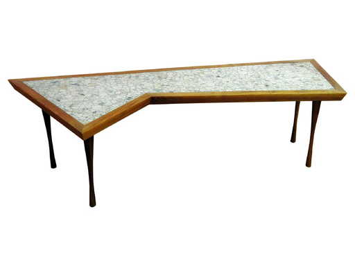 Mcm Tile Top Walnut Frame Coffee Table
