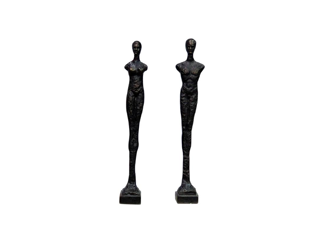 Pair GIACOMMENTI STYLE PATINATED METAL SCULPTURES (1 of 9)