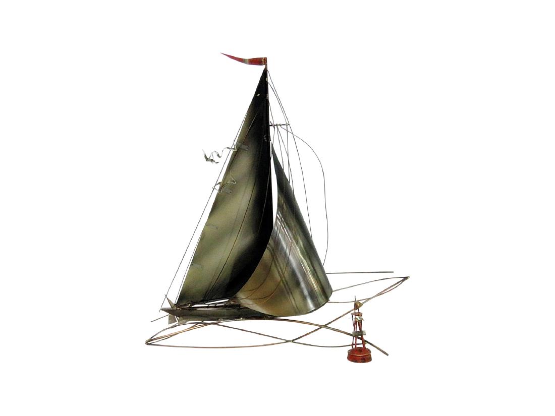 MCM METAL SHIP SCULPTURE attributed CURTIS JERE (1 of 10)