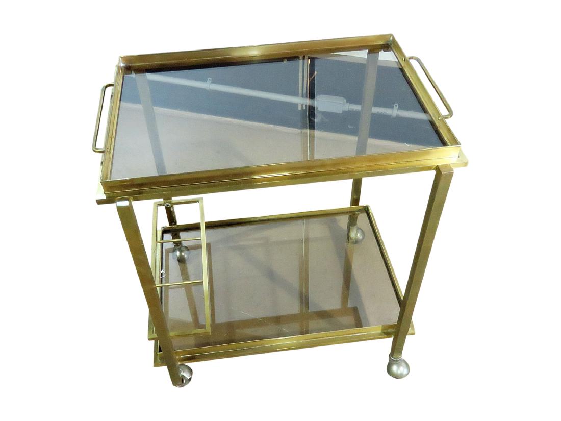 ITALIAN BRASS AND GLASS BAR CART (1 of 7)