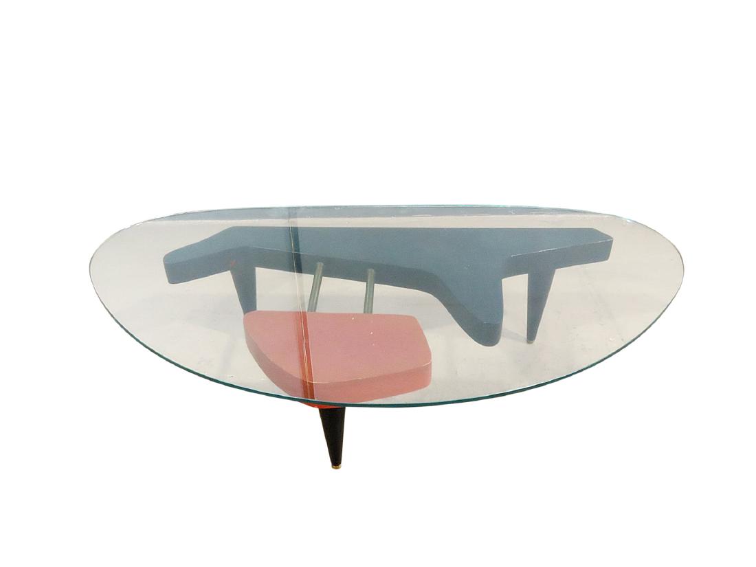 MID CENTURY MODERN GLASS TOP COFFEE TABLE (1 of 9)