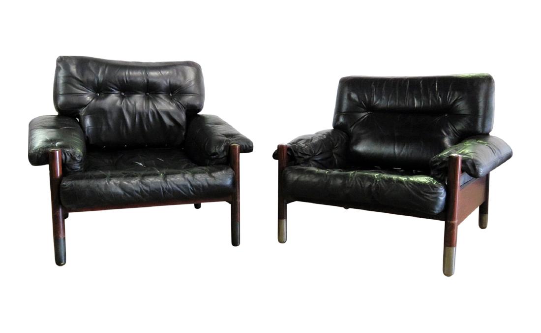 Pair SORMANI LEATHER LOUNGE CHAIRS (1 of 14)