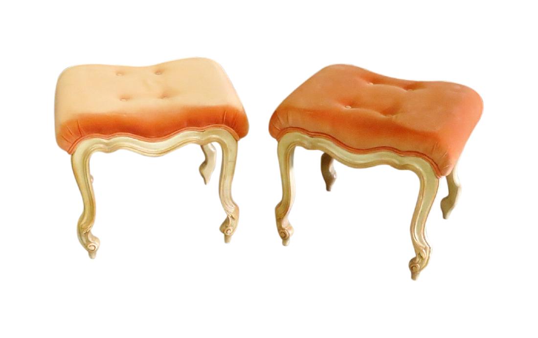 Pair LOUIS XVI STYLE UPHOLSTERED BENCHES (1 of 9)