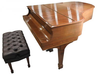 STEINWAY L WALNUT BABY GRAND PIANO: Walnut case with spade legs. Serial number L412874. 38 1/2" h x 58" w x 70" d.