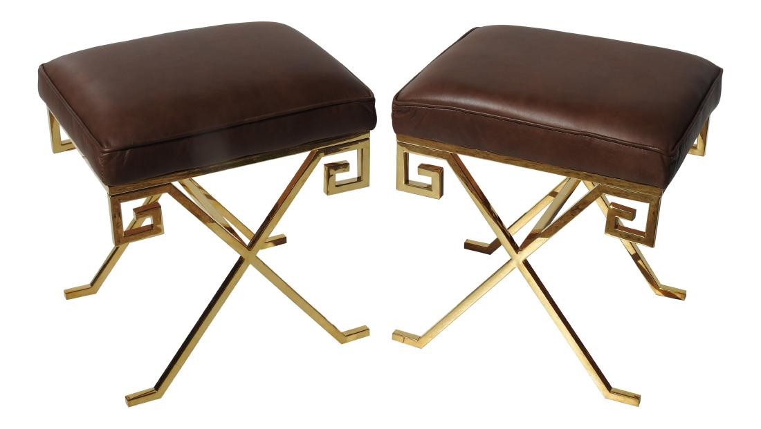 Pair JEAN MICHEL FRANK STYLE STOOLS (1 of 5)