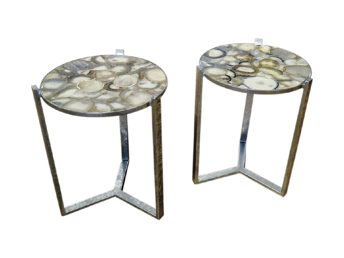 Pair AGATE TOP END TABLES (1 of 11)