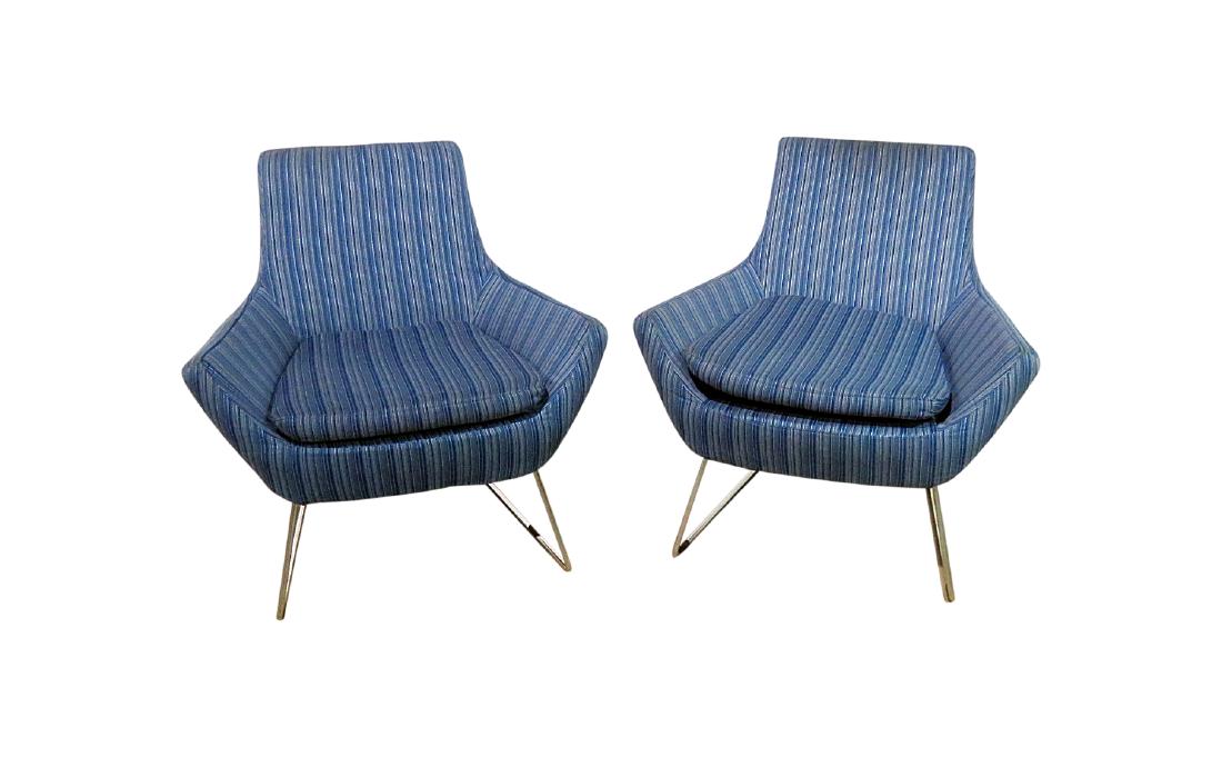 Pair SWEDESE MODERN UPHOLSTERED CHAIRS (1 of 9)