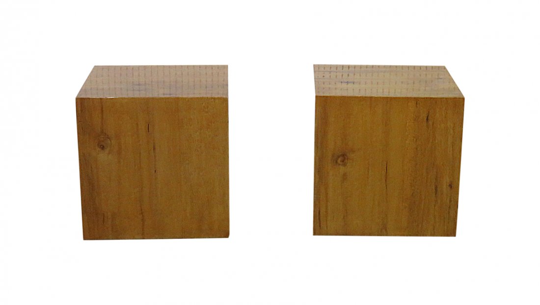 Pair BAUGHMAN STYLE BURL WALNUT END TABLES (1 of 6)