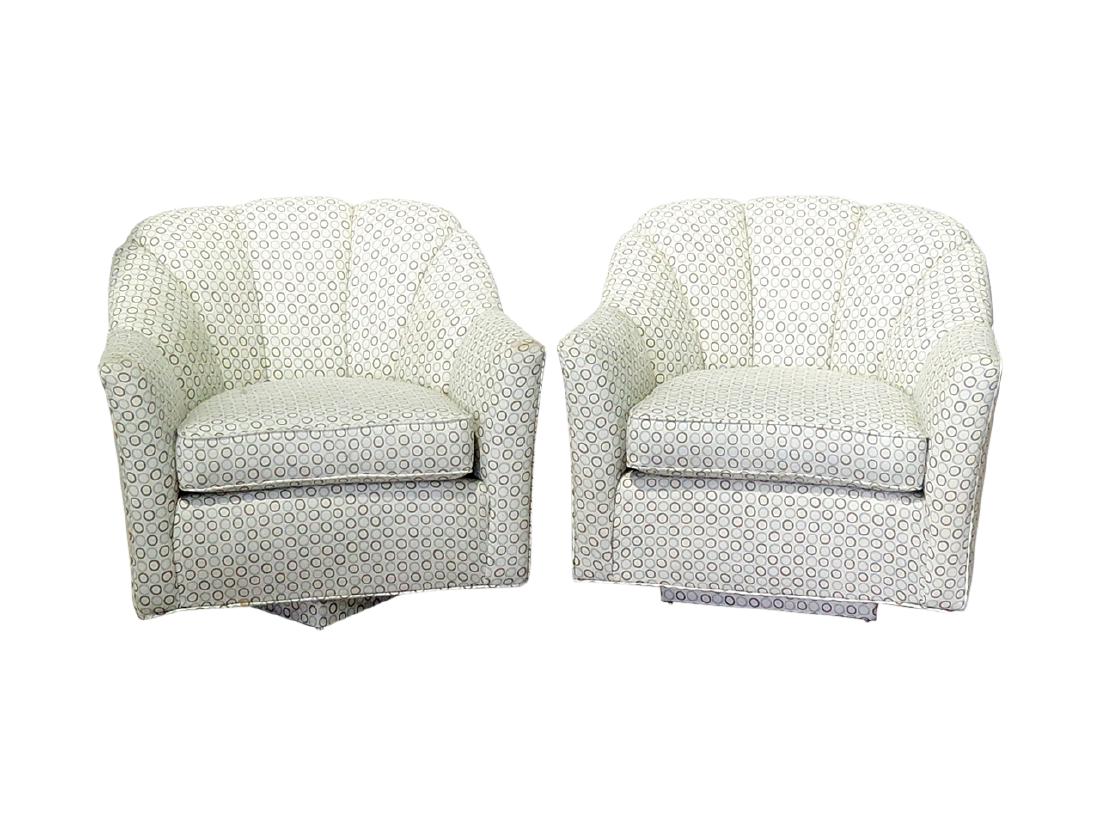Pair MILO BAUGHMAN STYLE UPHOLSTERED CLUB CHAIRS (1 of 9)