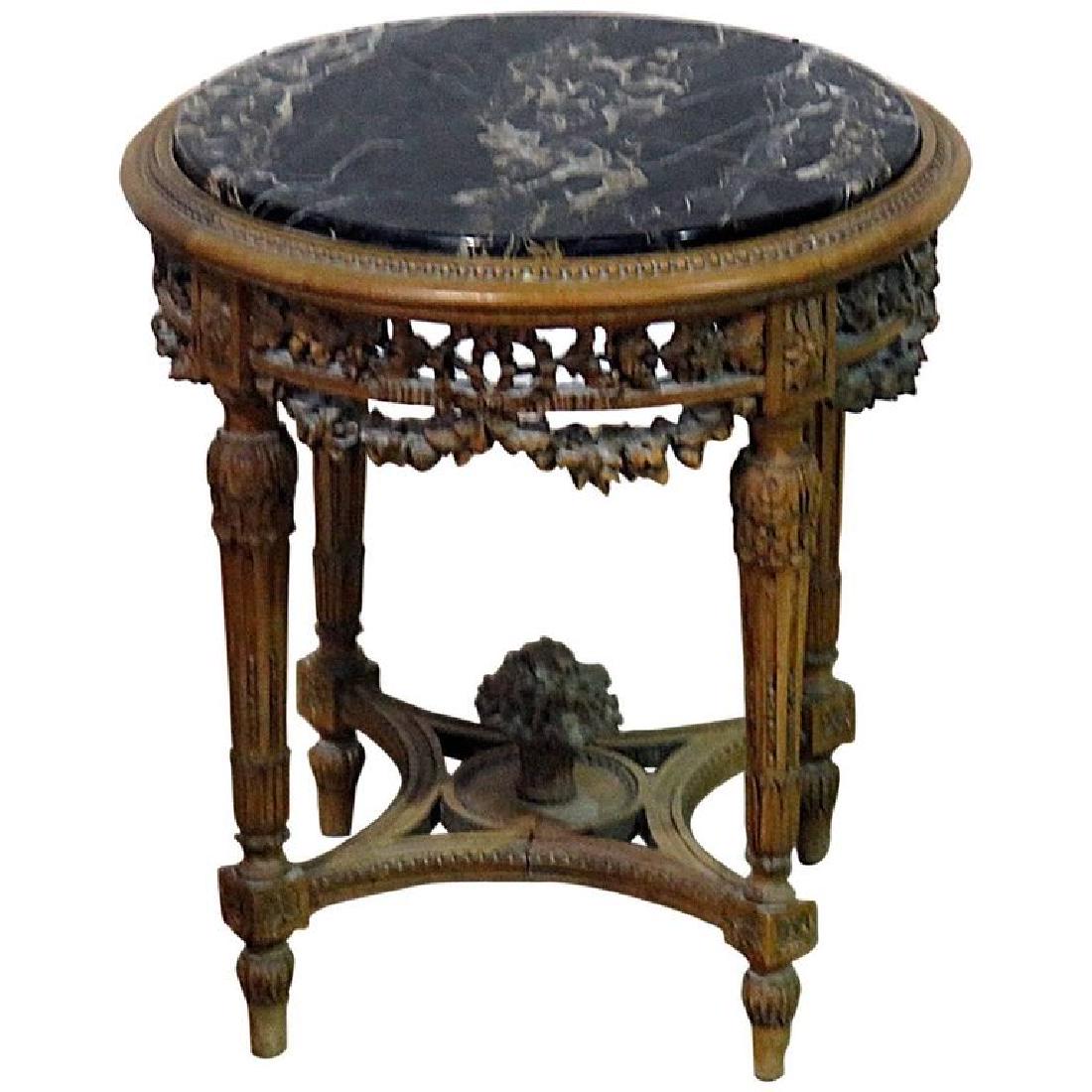 LOUIS XVI STYLE MARBLE TOP END TABLE (1 of 5)