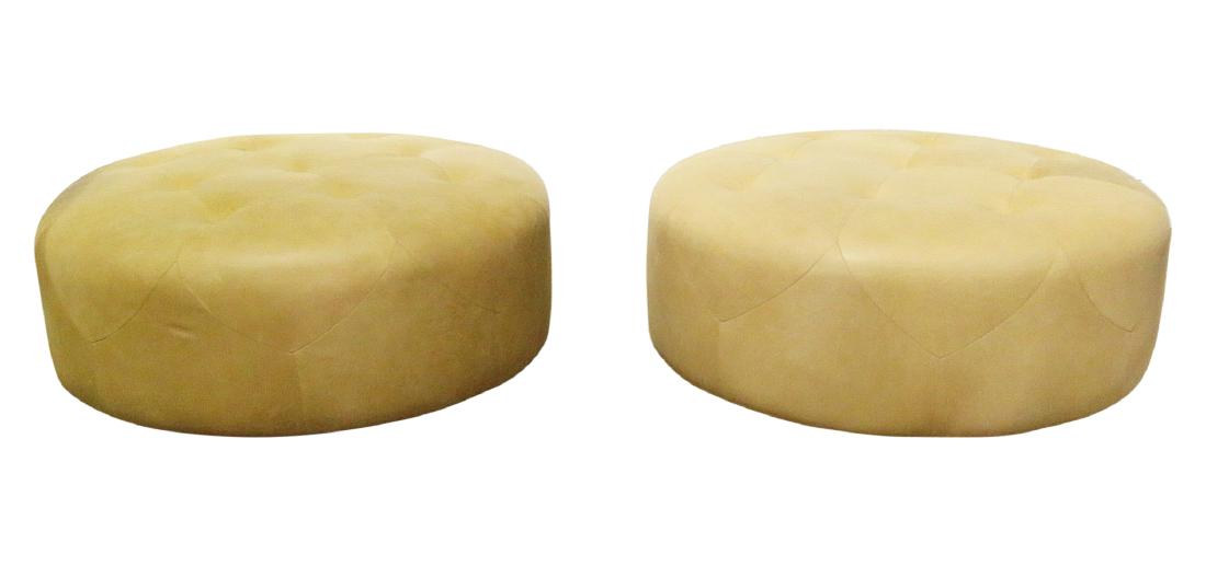 Pair OVERSIZED LEATHER OTTOMANS (1 of 10)