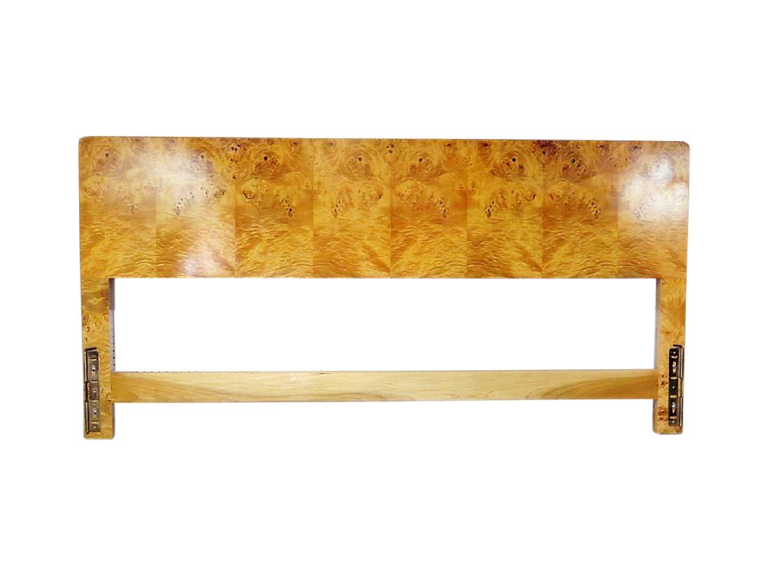 BURLED OLIVEWOOD HEADBOARD attributed BAUGHMAN (1 of 10)