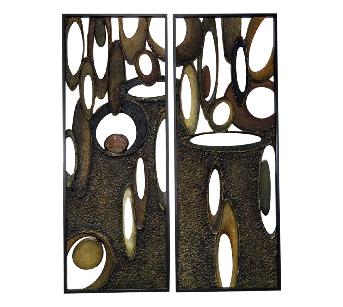 2 PANELS by JASON BOPRAE: Oversized. Metal. 90 1/4" h x 34 1/4" w x 8" d.