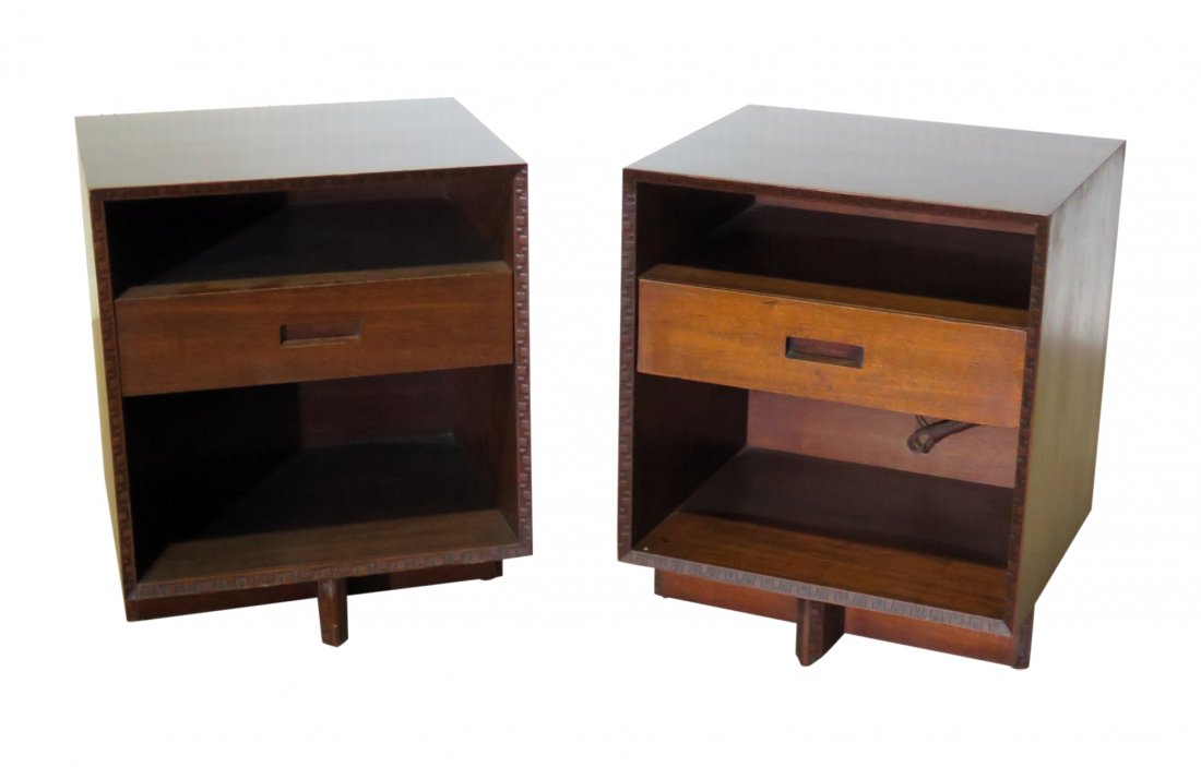 Pair FRANK LLOYD WRIGHT for HENREDON NIGHTSTANDS (1 of 9)