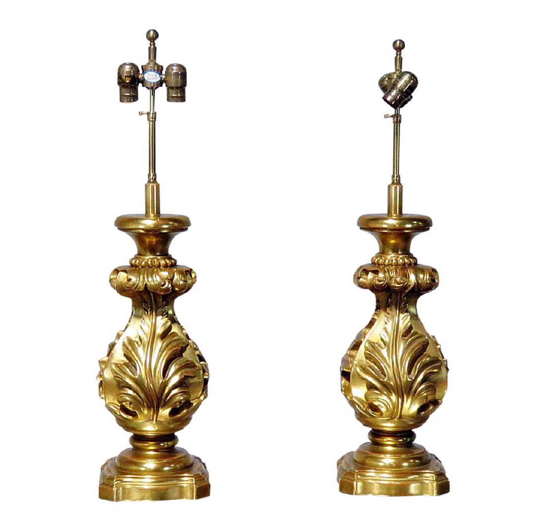Pair REGENCY STYLE GILT WOOD LAMPS (1 of 15)