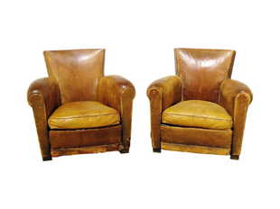 Vintage Art Deco Chairs For Antique Companion Pair French Art Deco Leather Club Chairs