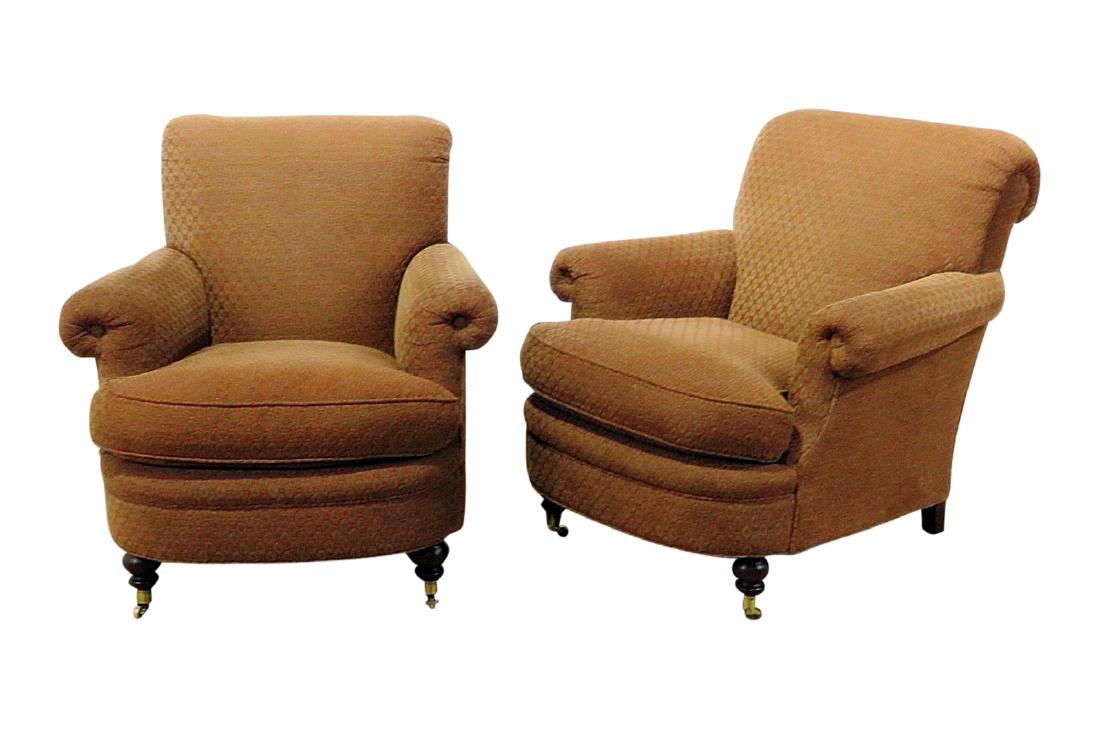 Pair LOUIS MITTMAN ENGLISH ROLL LOUNGE CHAIRS (1 of 7)
