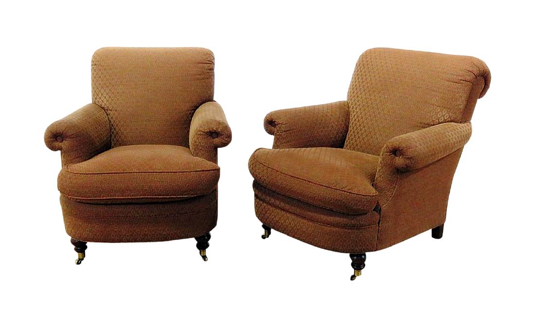 Pair LOUIS MITTMAN ENGLISH ROLL LOUNGE CHAIRS (1 of 7)