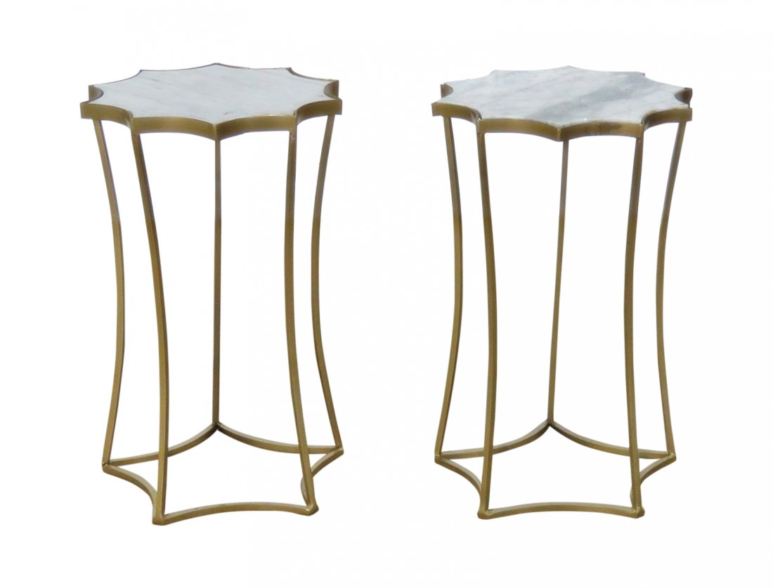 Pair MARBLE TOP END TABLES (1 of 12)