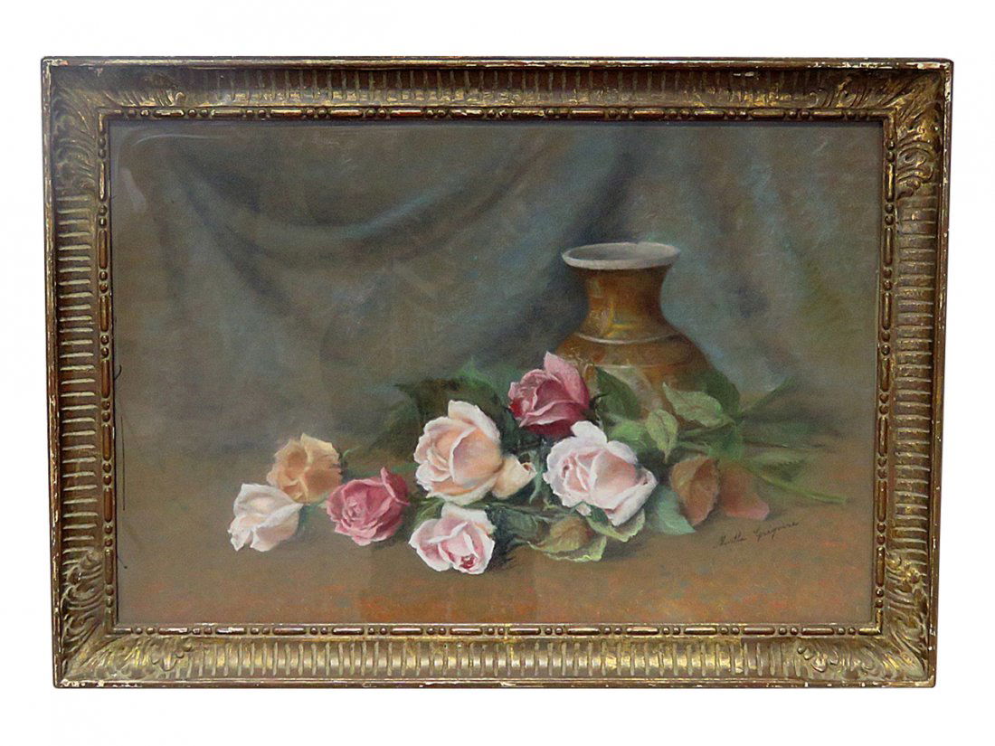 SIGNED MARTHA GRIGOIRE STILL LIFE FLOWERS & VASE (1 of 6)