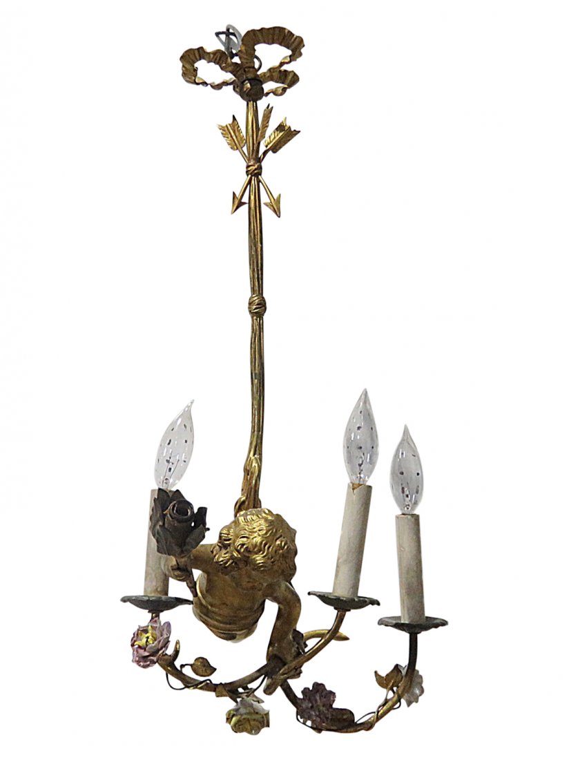 LOUIS XV STYLE BRASS FIGURAL CHANDELIER (1 of 7)