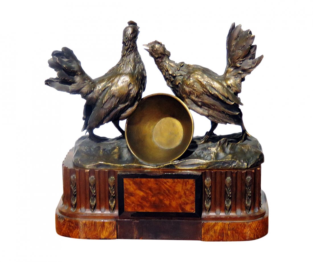 SIGNED P BINCIN BRONZE STATUE TWO CHICKENS (1 of 9)