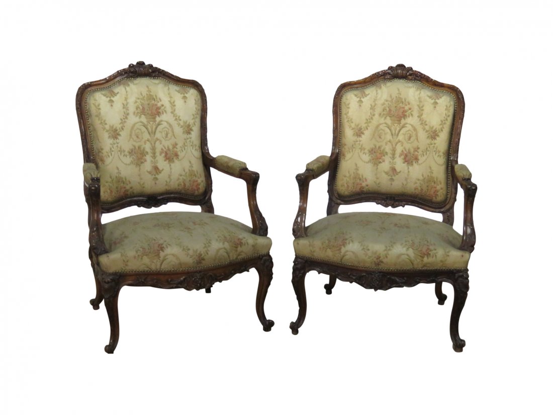 Pair LOUIS XV STYLE FAUTEUILS (1 of 17)