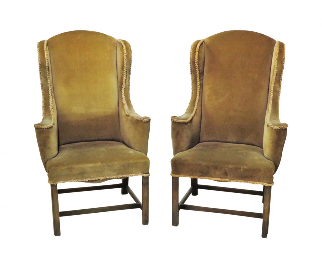 Pair GEORGIAN STYLE WING BACK ARM CHAIRS (1 of 10)