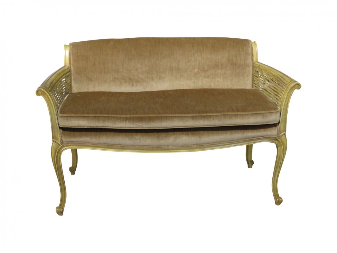 LOUIS XV STYLE CANED ARM SETTEE (1 of 10)