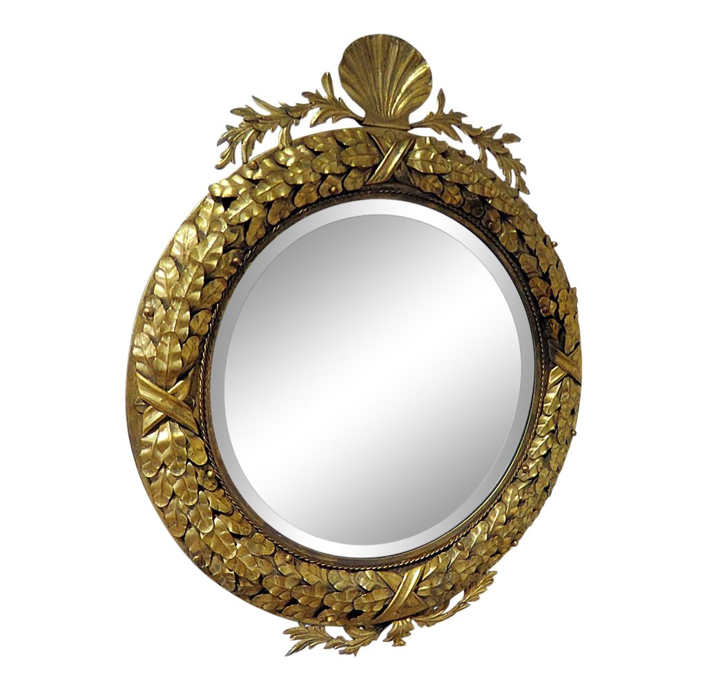 REGENCY STYLE GILDED METAL MIRROR (1 of 6)