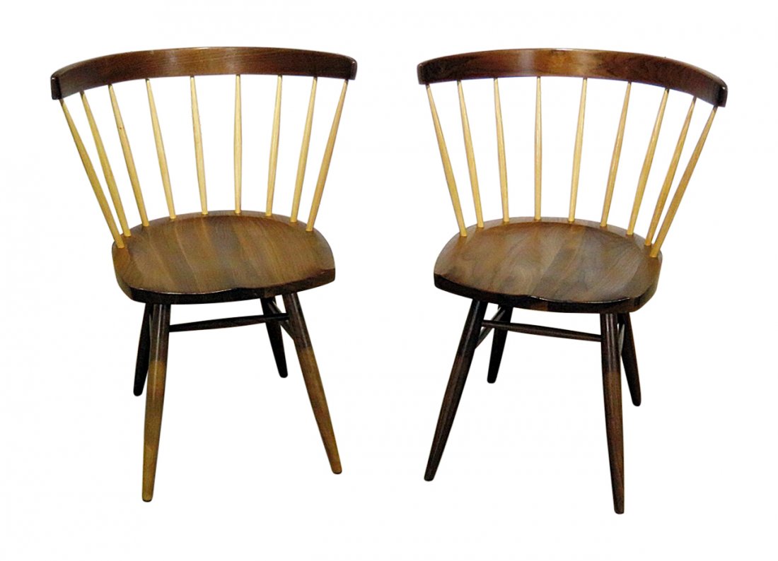 PAIR GEORGE NAKASHIMA FOR KNOLL STRAIGHT CHAIRS (1 of 8)