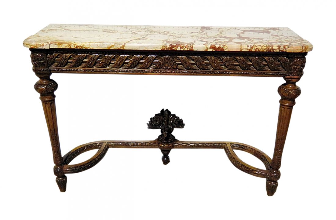 LOUIX XVI STYLE MARBLE TOP CONSOLE TABLE (1 of 9)