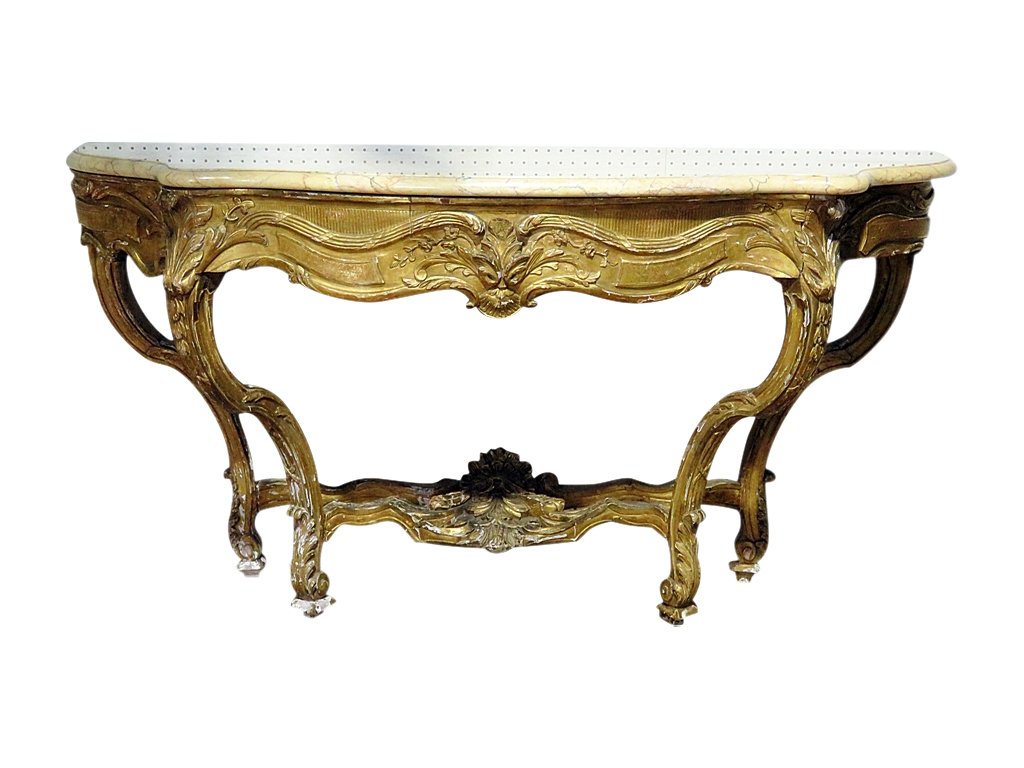 FRENCH ANTIQUE MARBLE TOP CONSOLE TABLE (1 of 19)