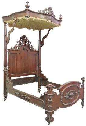 VICTORIAN ROSEWOOD CARVED TESTER BED (1 of 10)