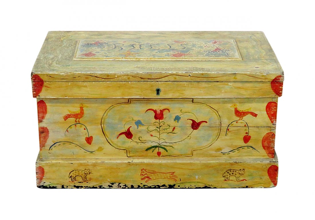 PAINT DECORATED ANTIQUE TRUNK (1 of 12)