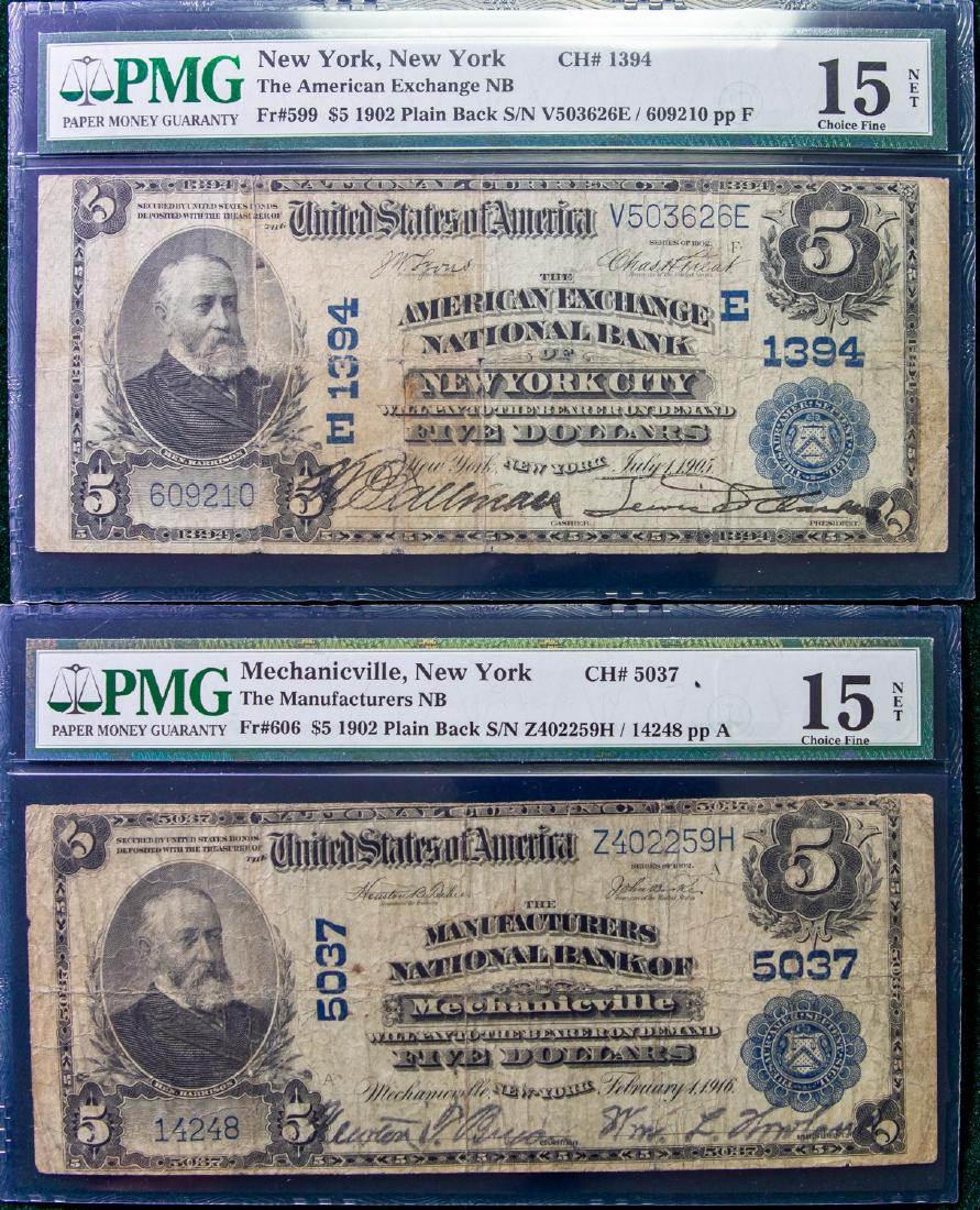 1902 FIVE DOLLAR $5 PLAIN BACK & 1902 FIVE DOLLAR $5 (1 of 2)