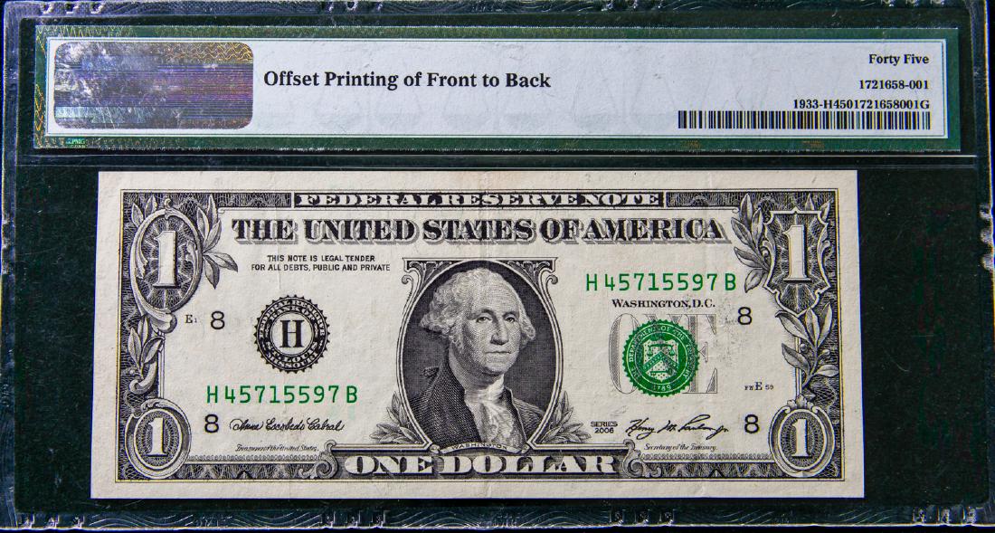 2006 ONE DOLLAR $1 FEDERAL RESERVE NOTE (1 of 2)