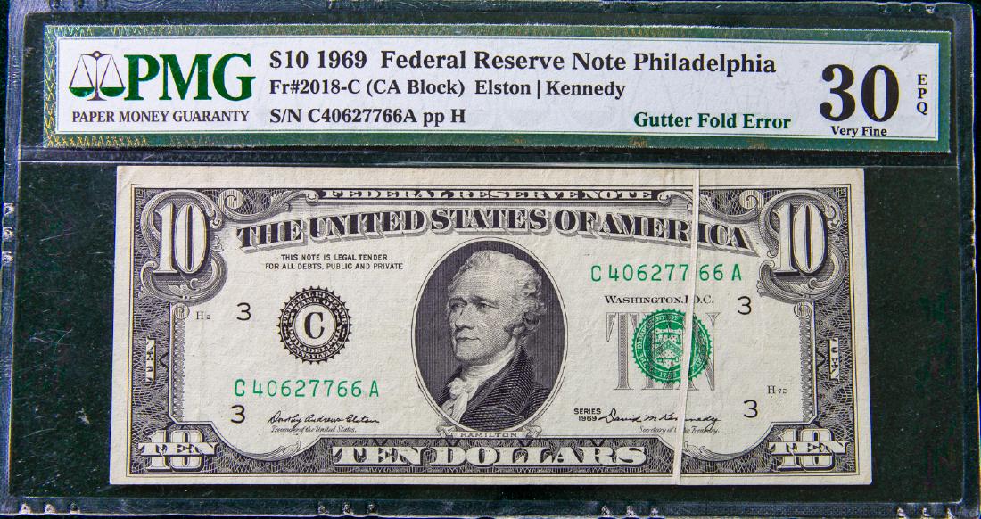 1969 TEN DOLLAR $10 FEDERAL RESERVE NOTE PHILADELPHIA (1 of 2)