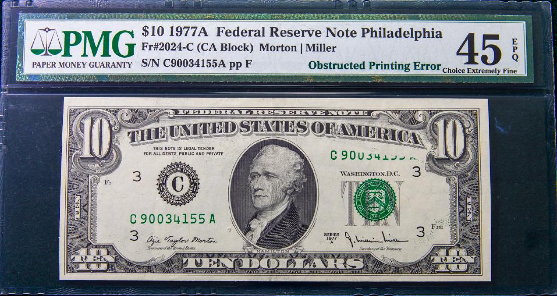 1977 A TEN DOLLAR $10 FEDERAL RESERVE NOTE PHILADELPHIA (1 of 2)
