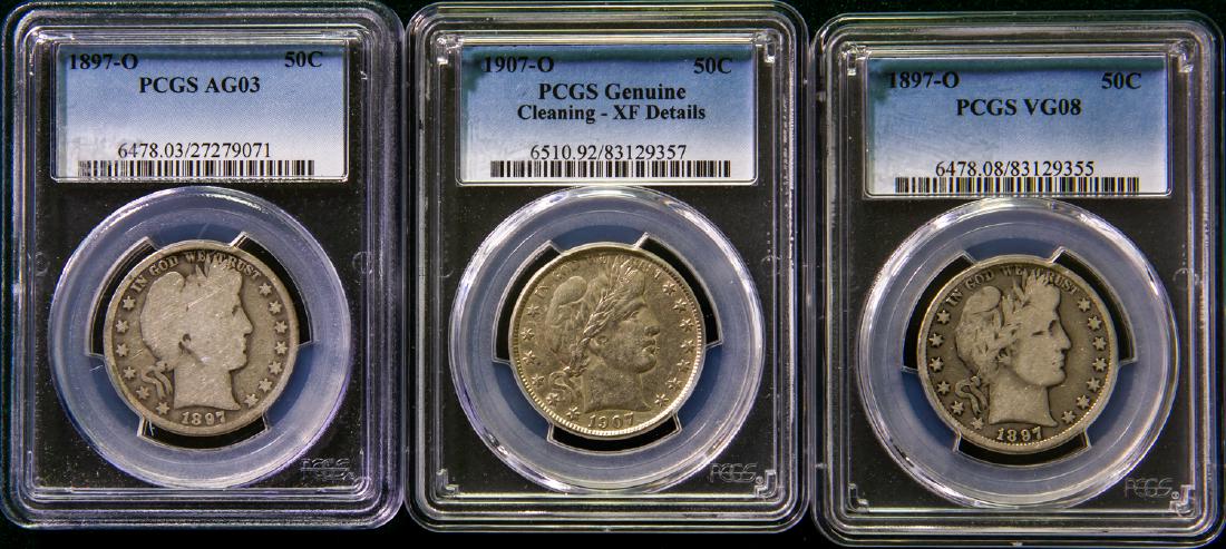 THREE 1897 0 - 1907 0 BARBER OR LIBERTY HEAD HALF (1 of 2)