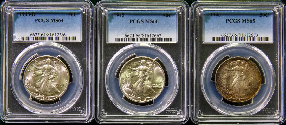 THREE 1945- 1946 WALKING LIBERTIES HALF DOLLARS 50C (1 of 2)